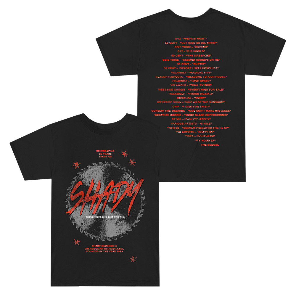 Shady Records 25th Anniversary Saw T-Shirt (Black) - Shady Records Shady Records 25th Anniversary Saw T-Shirt (Black) - Shady Records